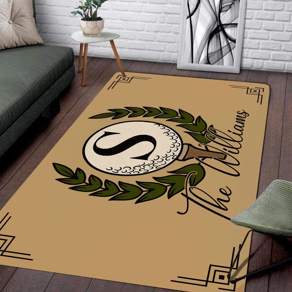 ENCYCOM Personalized Golf Area Rug - Custom Welcome Floor Mat with Family Name, Non Slip Outdoor Entry Rug for Porch, Garage, or Home Decor, Nice Gift for Golf Lover (Golf Rug 03)
