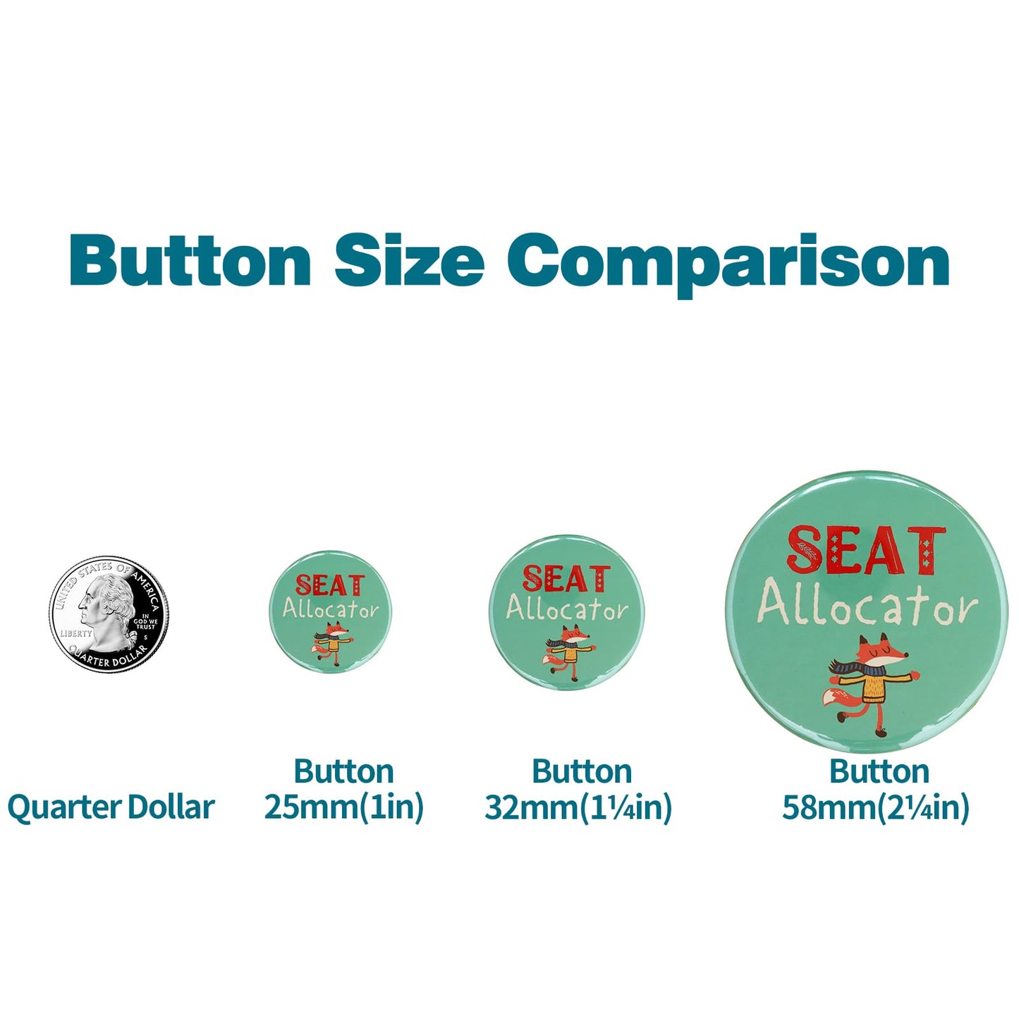 Happizza 200 Sets 58mm(2.25 in) Metal Round Button Supplies Buttons Making Parts, Pin Maker Parts Badge Supplies for ButtonsMaker, Including Metal Shells Back Cover, Clear Film&Blank Paper&Gasket