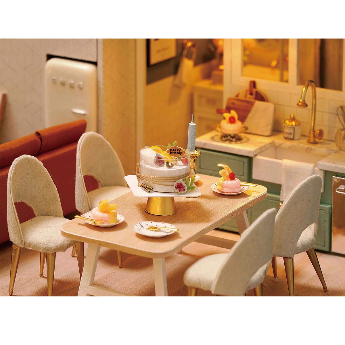 GuDoQi DIY Miniature Dollhouse Kit, Tiny House with Furniture and Music, 1:24 Scale, Great Crafts Gift for Birthday Christmas Day, Comfortable Life