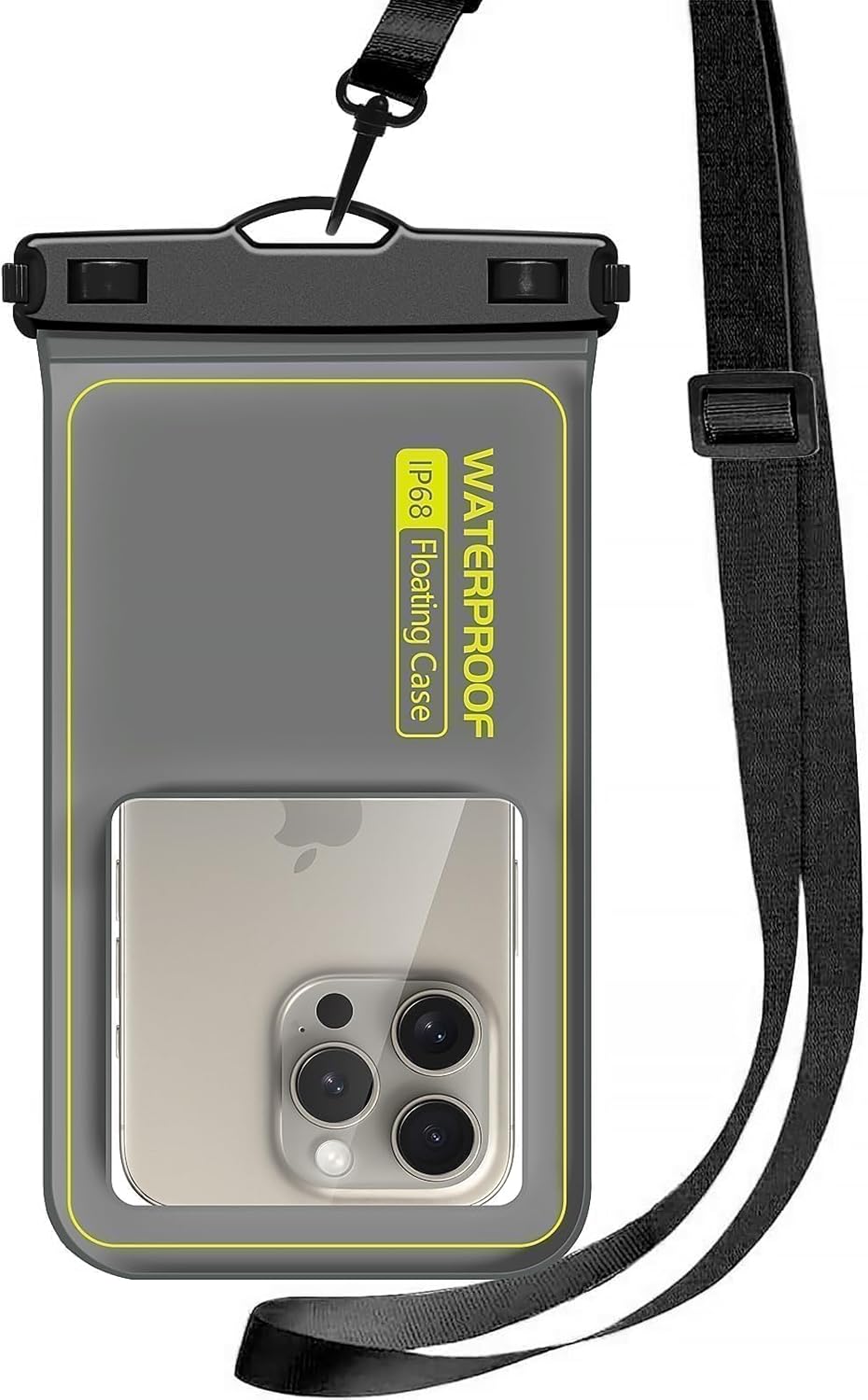Marine IP68 Waterproof Phone Pouch, Floating Waterproof Dry Bag Compatible for iPhone 16 15 14 13 12 Pro Max Plus Up to 7"，Cellphone Cruise Essentials Must Haves, 1 Pack-Grey