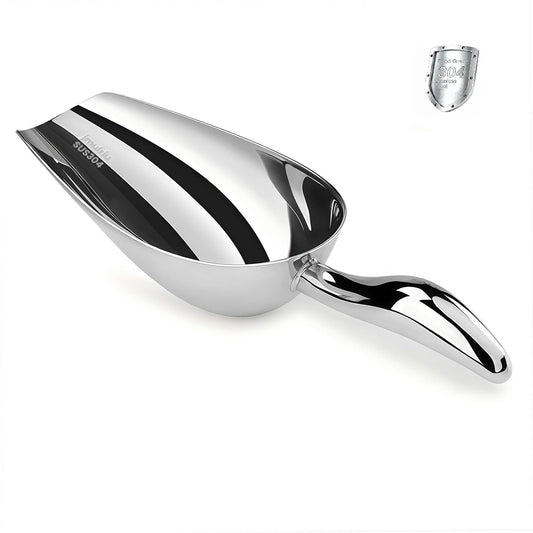 12 Oz 304 Stainless Steel Ice Scoop for Freezer & Ice Machine – Heavy Duty Metal Scooper, Dishwasher Safe, Multi-Purpose for Kitchen, Bar, Party, Wedding (Ice, Flour, Dry Goods)