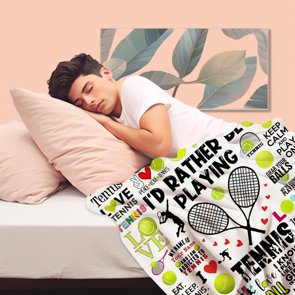 Tennis Blanket Soft Cozy Flannel Throw Blankets Bedding Tennis Lovers Merch Gifts for Boys Girls Women Adults Gifts 50"X40"