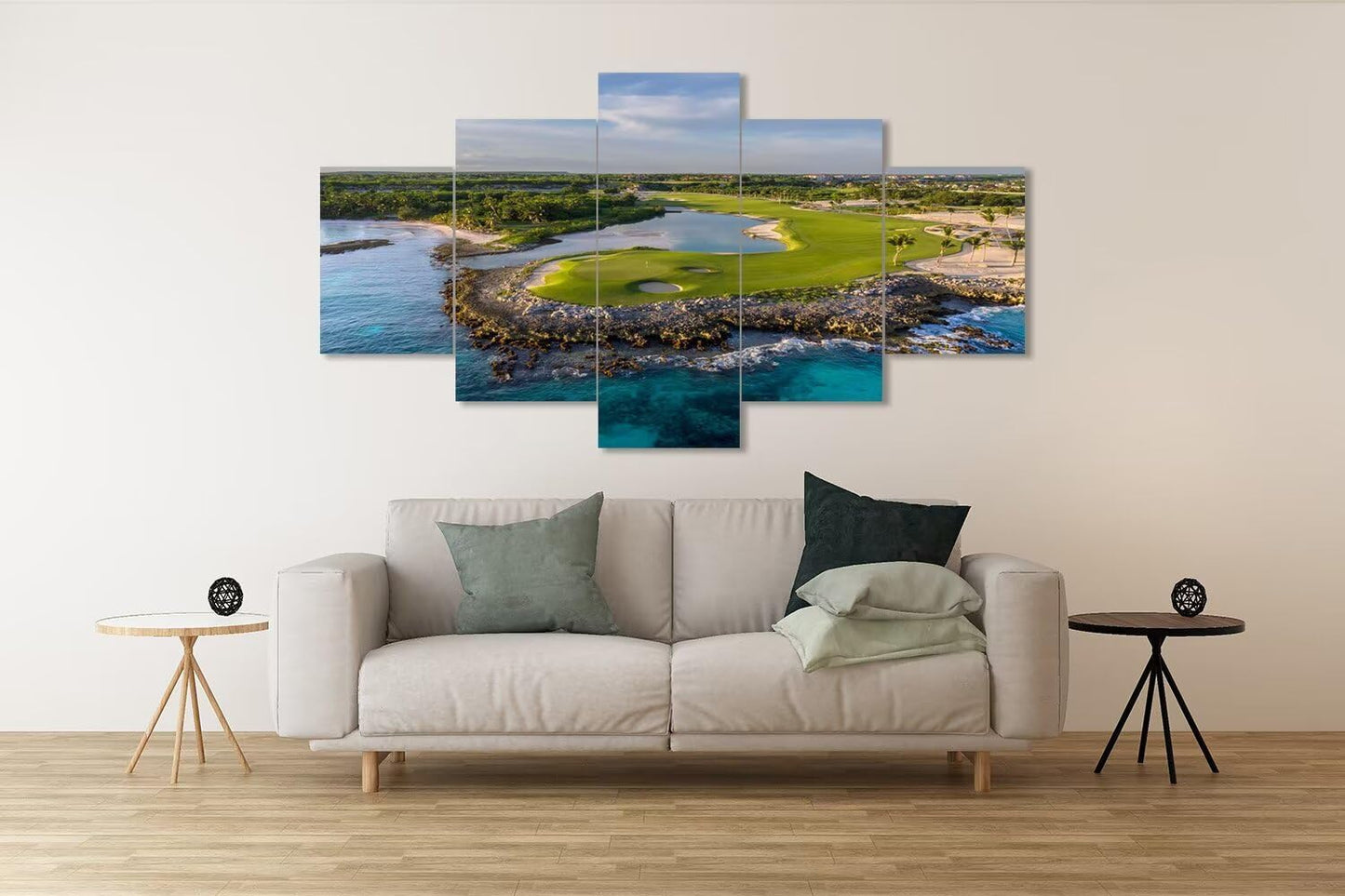 chenchenArt Punta Espada Golf Club Wall Art for Living Room Bedroom Bathroom Home Decorations Golf Course Pictures Posters Canvas Prints Modern Artwork Framed Ready to Hang(60''W x 40''H)
