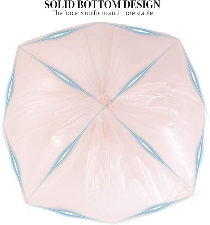 5 Rolls Small Trash Garbage Bags, 4 Gallon Strong Thin Material Disposable Kitchen Garbage Bags, Durable Plastic Trash Bags for Office Home Bedroom Garden Waste Bin, 200 Counts (Pink)
