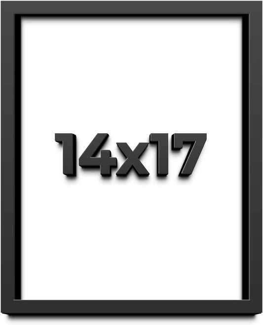 14x17 Shadow Box Black Solid Wood Display Frame with White Acid-Free Backing UV Acrylic & Hanging Hardware - with 3/4" Usable Depth