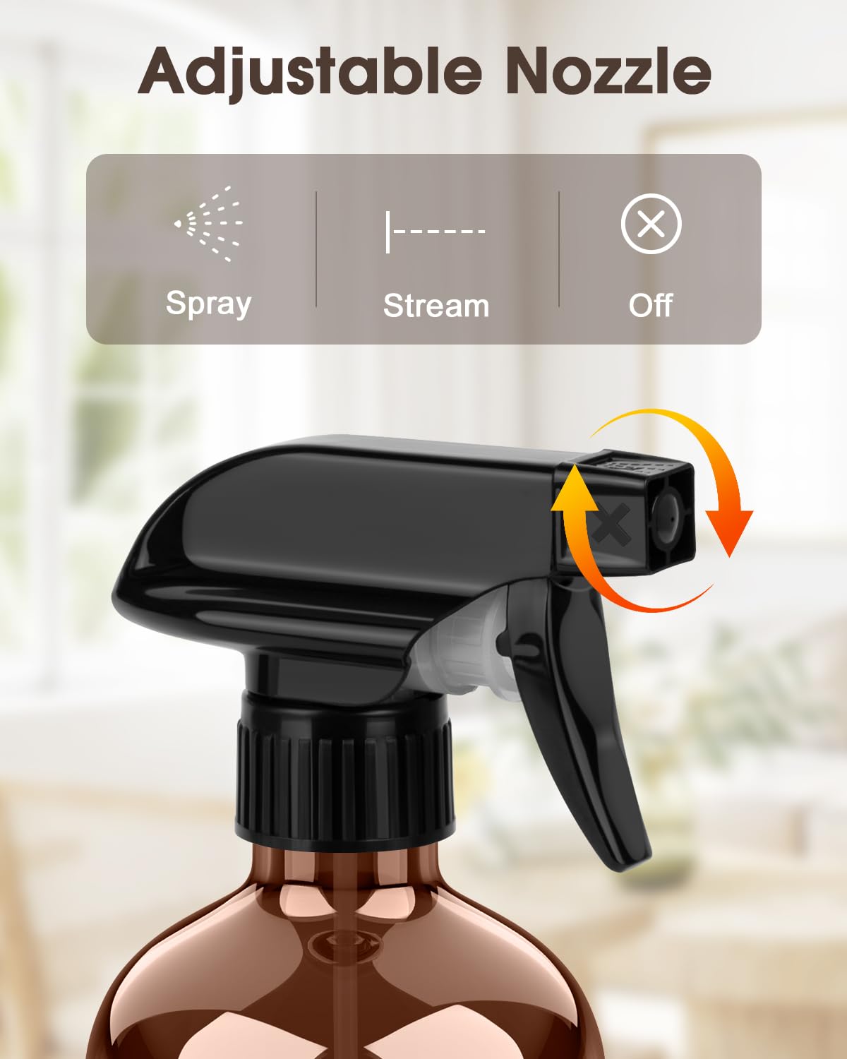Bontip Glass Spray Bottle with Silicone Sleeve Protection, Amber Glass Spray Bottle Set for Window Cleaner Aromatherapy Facial Hydration Watering Flowers Hair Care 2 Pack/16 oz (White, 16 oz)