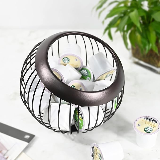 Charmount Coffee Pod Holder, Large Capacity K Cup Holder and Espresso Pod Holder, Coffee Pod Organizer for Keurig K-Cup Storage and Espresso Capsule Holder, Coffee Bar Accessory, Fruit Basket (Brown)