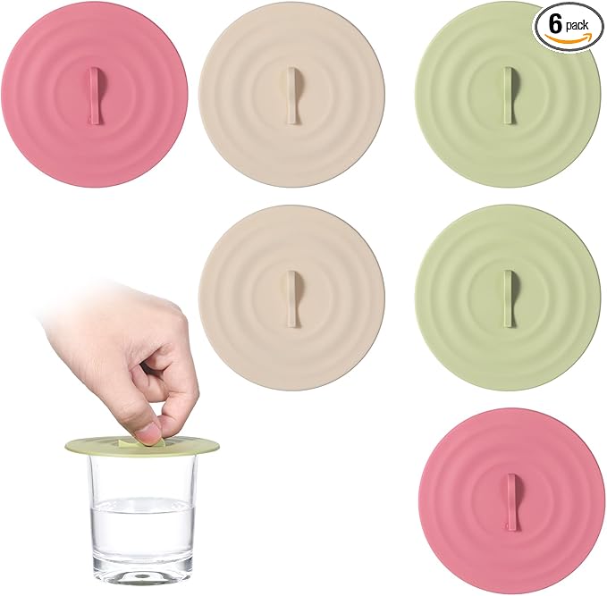 6 Pcs Silicone Lids for Cups, Silicone Cup Covers, 3.94 Inch Diameter Airtight Seal Lids, Universal Reusable Colorful Food Grade Anti-Dust Mug Cover Lid for Coffee, Tea, Drink Mugs (3 Colors)