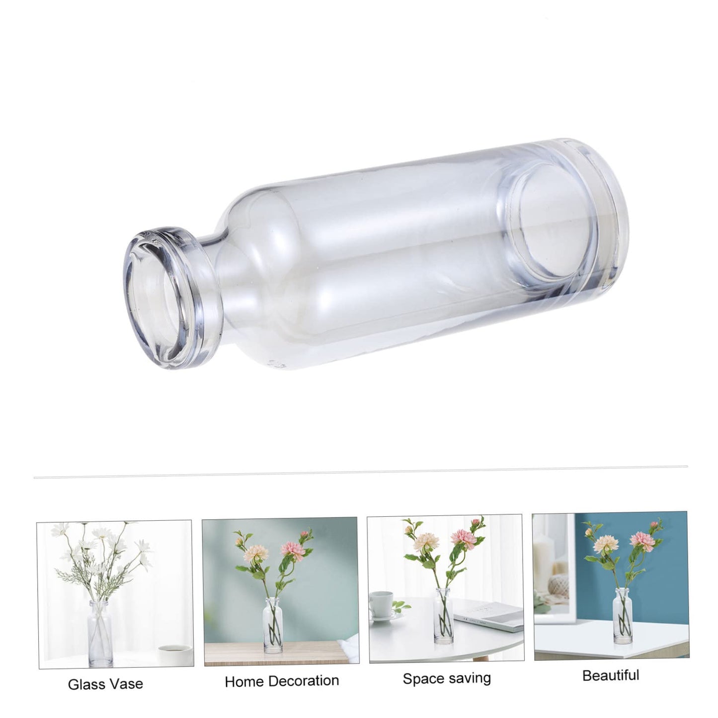 OUNONA Glass Hydroponic Plant Vase for Home Decoration Transparent Small Mouth Terrarium for Indoor Propagation and Stylish Room Accent