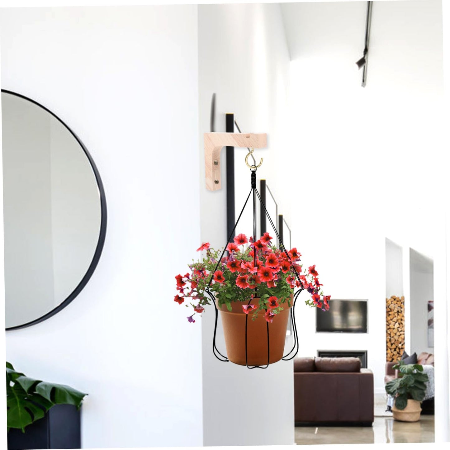 VICASKY Wood Hooks for Hanging Plants 2pcs Indoor Plant Hanger Brackets Wooden Wall Mount Heavy Duty for Garden Porch and Outdoor Use