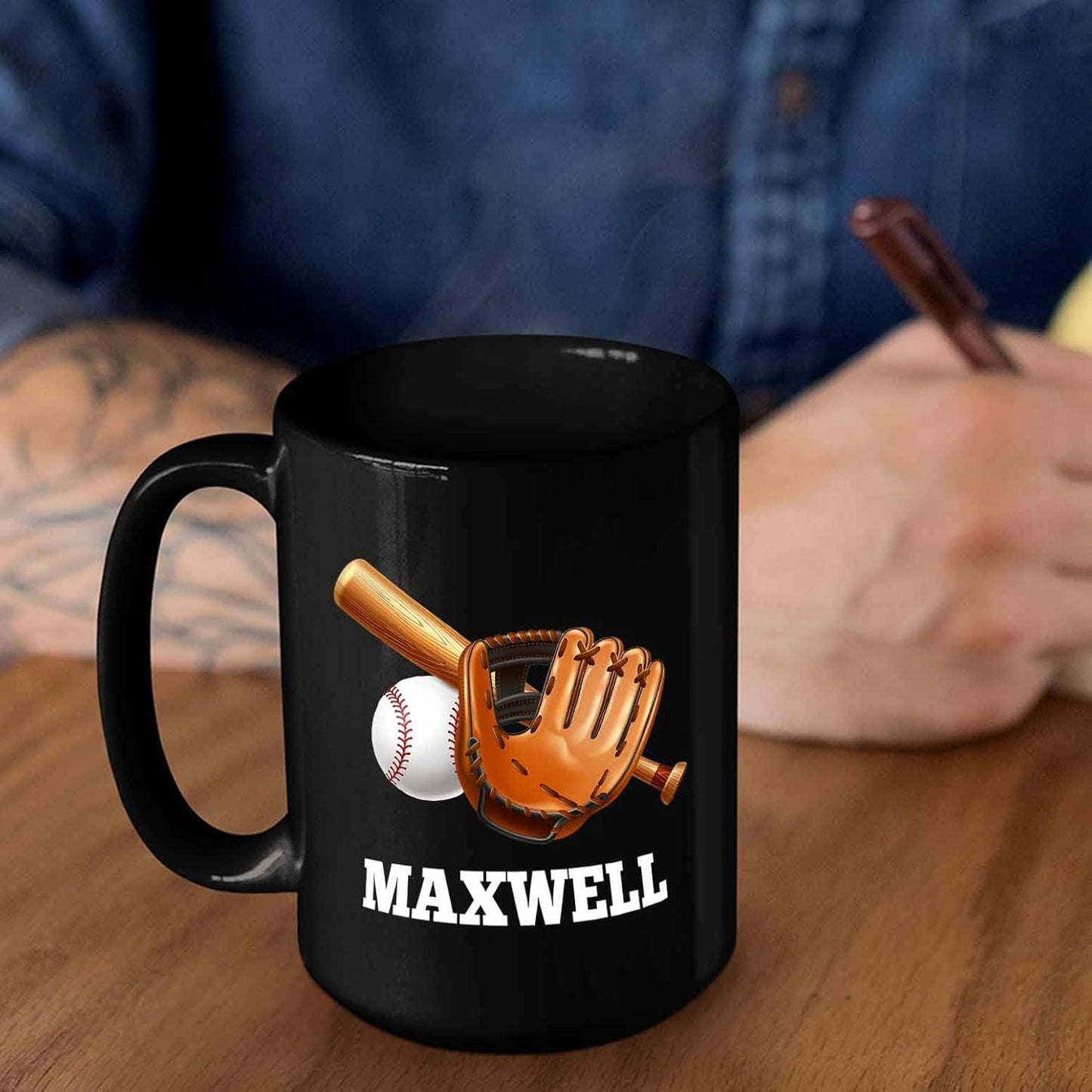 Personalized Baseball Player Coffee Mugs & Cups - Choose Player's Name, Customized Sport Black Ceramic Mugs 11 Oz & 15 Oz, Travel Mug Gifts For Men, Women & Coach