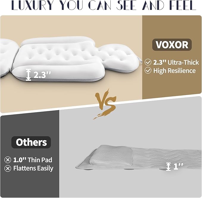 Full Body Bath Pillow for Bathtub, Thick Bathtub Cushion with Laundry Bag, Luxury Tub Pillow for Bath for Headrest Neck and Back Support White 60" x 16"