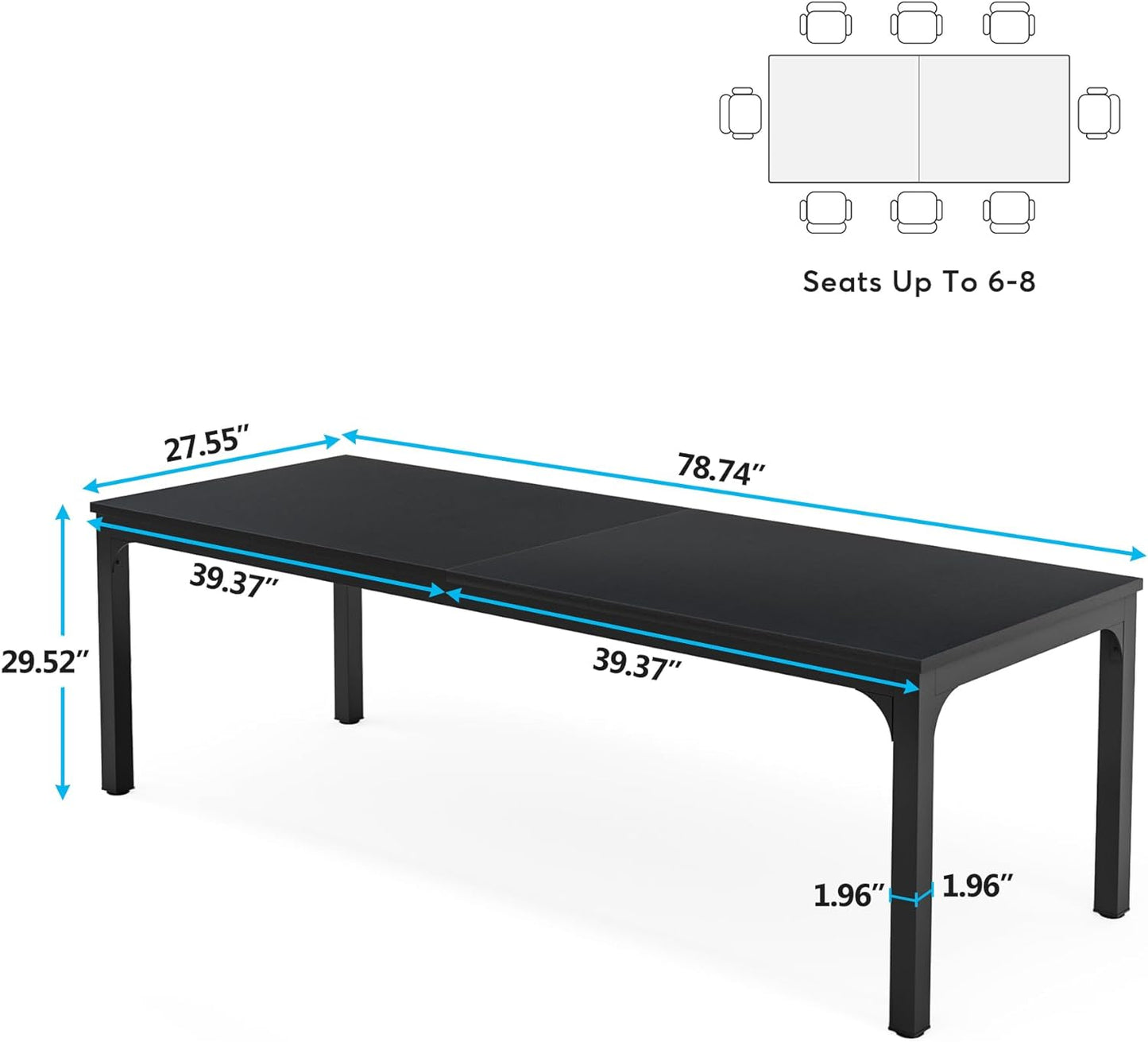 Tribesigns 78.7 Inches Extra Long Computer Desk 2 Person Desk, Double Long Desk, Workstaion for Home Office