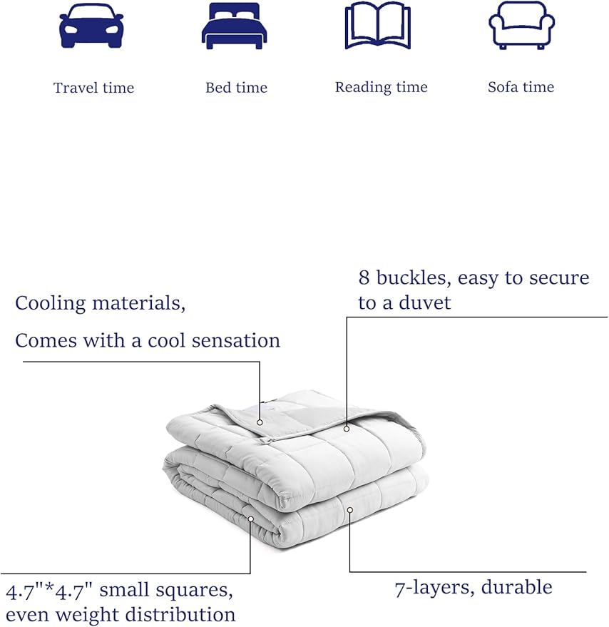 BB BLINBLIN Cooling Weighted Blanket Heavy Blanket,Premium Soft and Comfortable Material and Glass Beads (Light Grey, 80''x87'' 30lbs), Two Persons(140~240lb) Sharing Use on Queen/King Bed