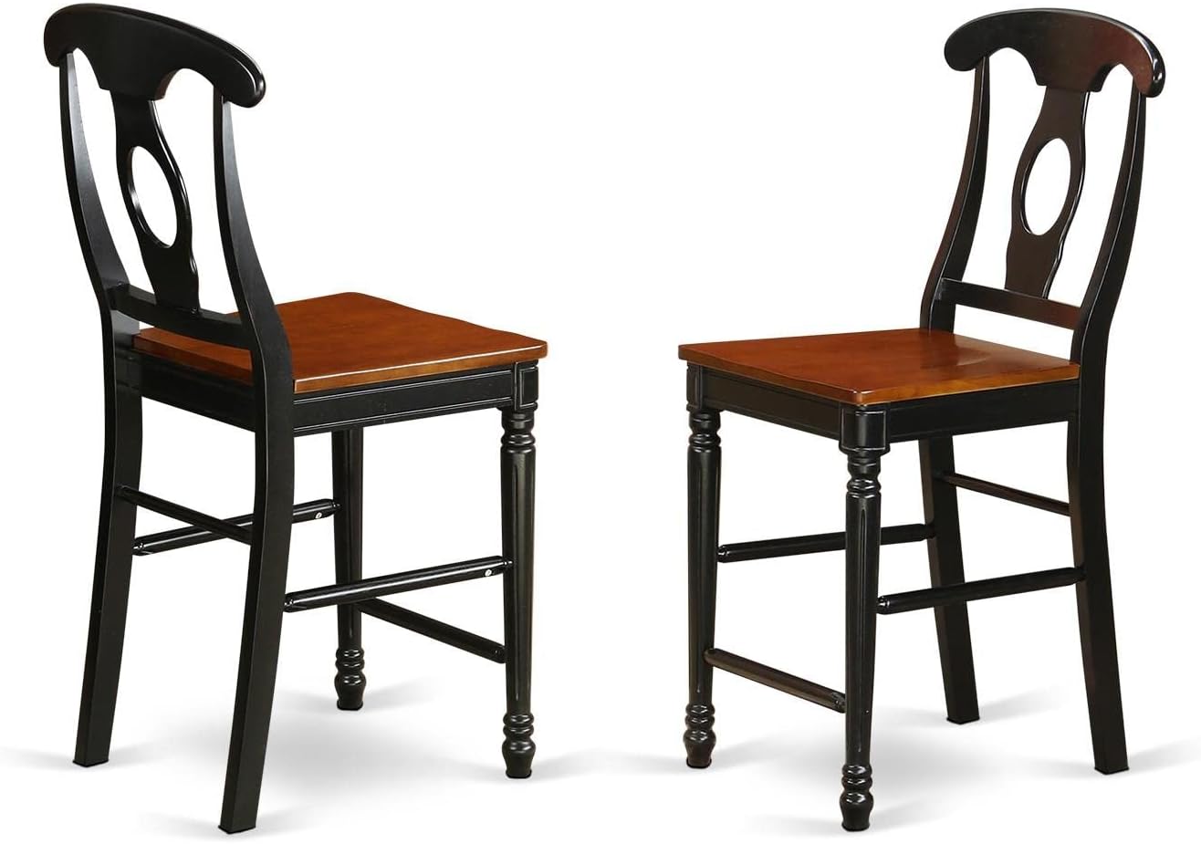 East West Furniture YAKE3-BLK-W 3 Piece Kitchen Counter Set for Small Spaces Contains a Rectangle Dining Room Table and 2 Dining Chairs, 30x48 Inch, Black & Cherry