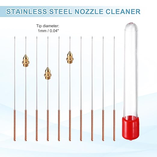 MECCANIXITY 10Pcs 3D Printer Nozzle Cleaning Kit Precision 1mm Stainless Steel Cleaner Needles for 3D Printer Clog Removal, Maintenance
