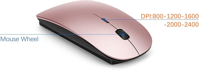 Wireless Keyboard and Mouse Ultra Slim Combo, TopMate 2.4G Silent Compact USB 2400DPI Mouse and Scissor Switch Keyboard Set with Cover, Batteries Included, for PC/Laptop/Windows/Mac - Rose Gold Black