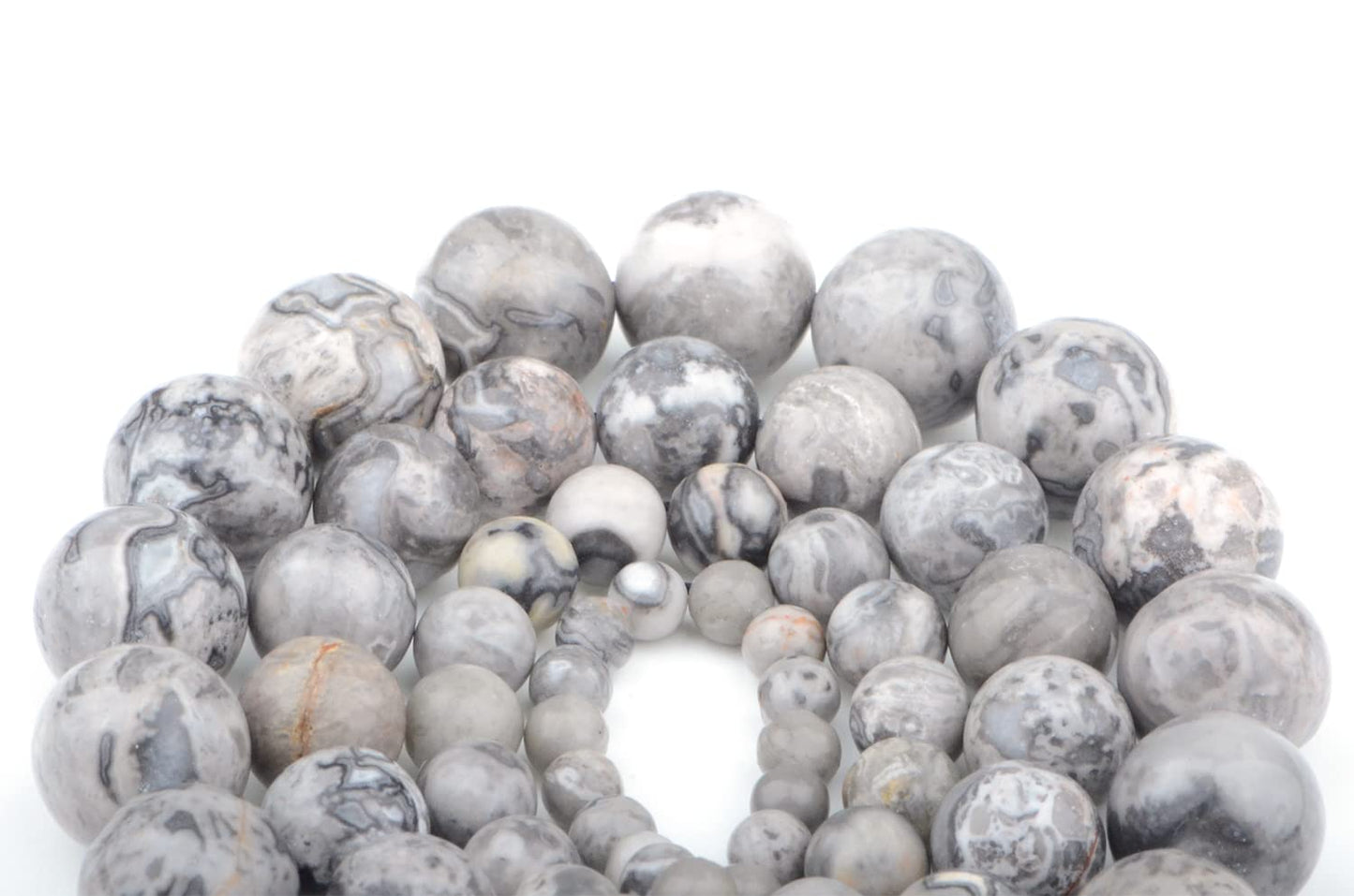 Bymitel 90 pcs Natural Genuine Real Round Loose Stone Beads Gemstone Spacers for Charm DIY Jewelry Making 15.5" per Strand 4mm (Map Jasper, 4mm)