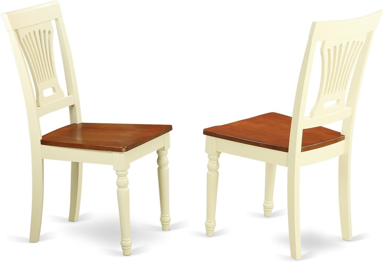 East West Furniture PLAI5-WHI-W 5 Piece Dining Room Furniture Set Includes an Oval Wooden Table with Butterfly Leaf and 4 Kitchen Dining Chairs, 42x78 Inch, Buttermilk & Cherry