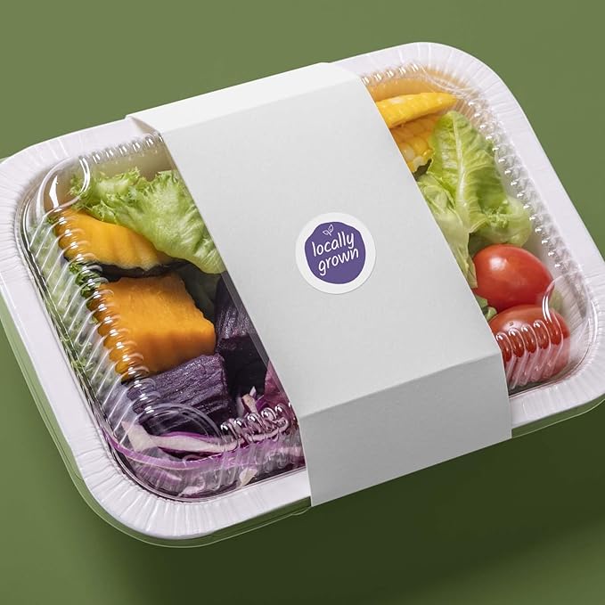 Purple Locally Grown Stickers / 500 Grown Local Small Business Labels/Small 1" Round Modern Fresh Farmers Market Community Garden Food Label/Made in The USA