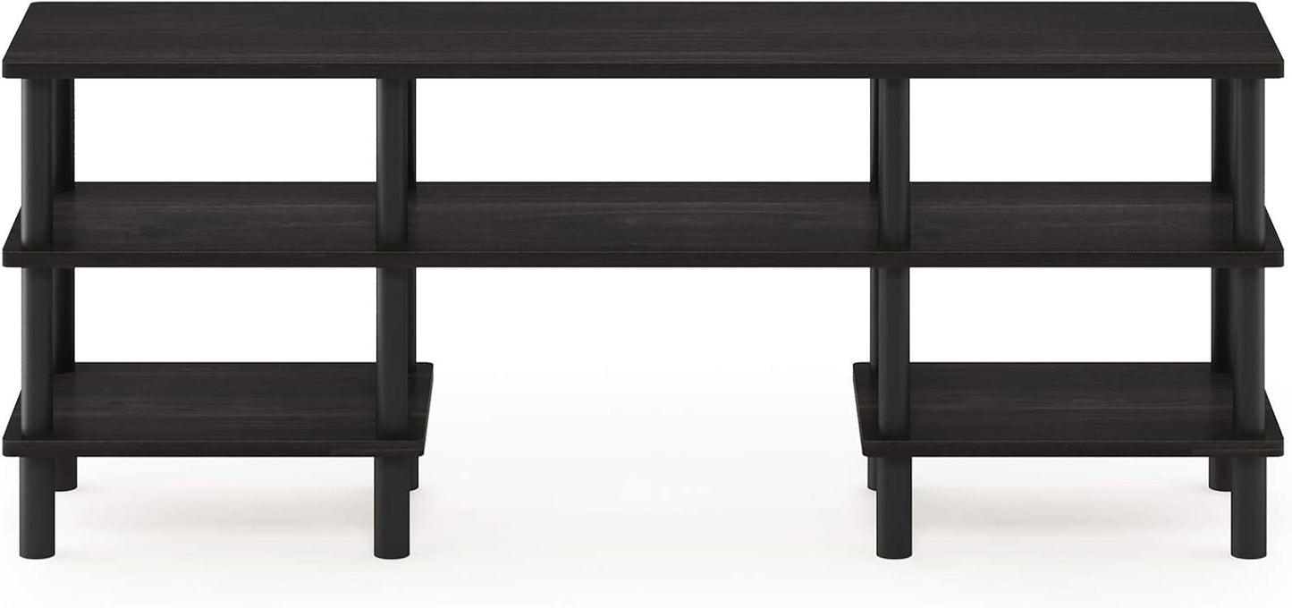 Furinno Turn-N-Tube 3-Tier Multipurpose Wide Shelf TV Stand, Espresso/Black