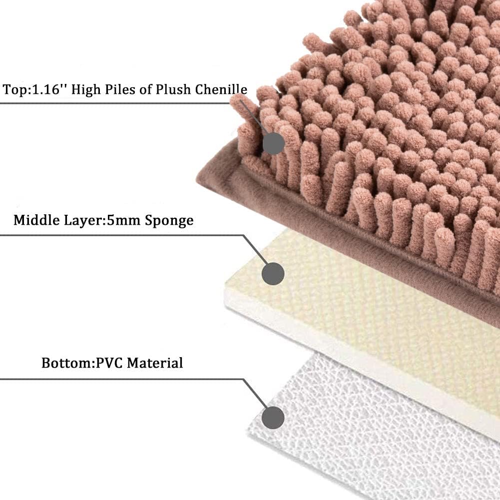 SONORO KATE Bathroom Rug,Non-Slip Bath Mat,Soft Cozy Shaggy Thick Bath Rugs for Bathroom,Plush Rugs for Bathtubs,Water Absorbent Rain Showers and Under The Sink (Taupe Brown, 32"×20")