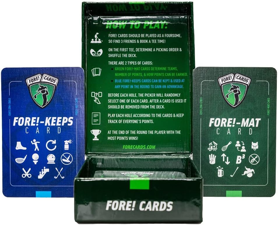Fore Cards On Course Golf Game – Interactive Golf Card Game for Fun, Strategy & Competition – Mix Classic & Unique Formats – Fore Cards Golf Games and a Gift for Golfers of All Levels