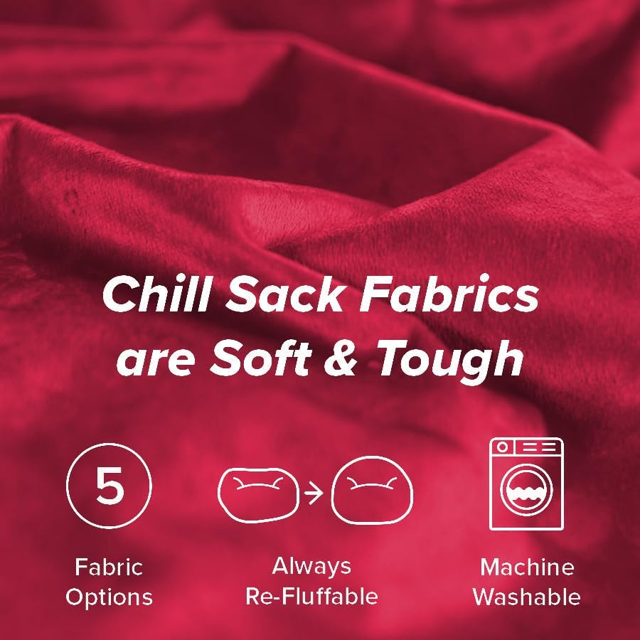 Chill Sack Bean Bag Chair - 5' Giant Memory Foam Lounge Chair with Soft Microfiber Cover – Cozy Furniture for Living Room, Dorm, & Kids' Rooms – Comfortable 5 Ft, Microsuede Lounge Sofa, Cinnabar