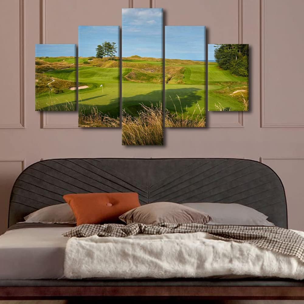 5 Piece Golf Course Field Canvas Wall Art Wisconsin USA Golf Course Picture Wall Decor Nature Landscape Pictures House Decor Print Posters Artwork for Living Room Decor Ready to Hang - 60"W x 40"H