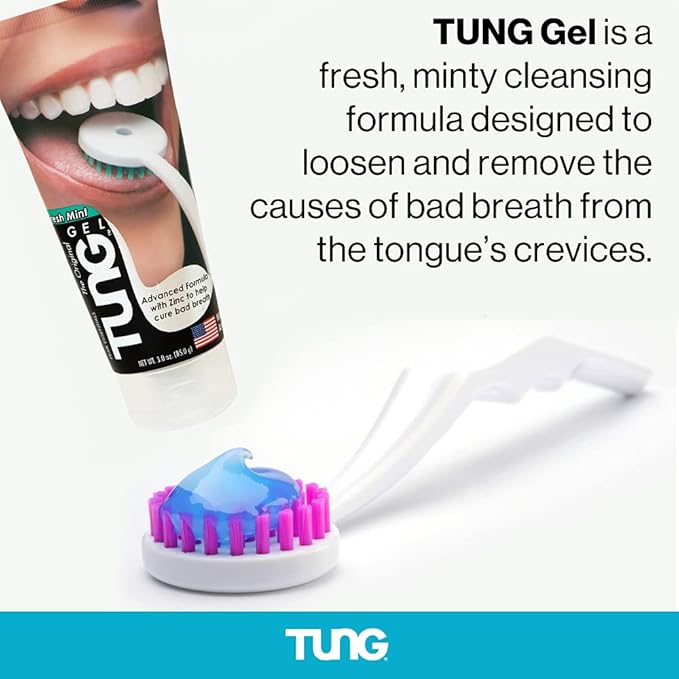 Tung Tongue Gel, Fresh Mint Tongue Cleaner Paste, Bad Breath Odor Eliminator, Halitosis Defense, BPA Free, USA Made (4-Pack)