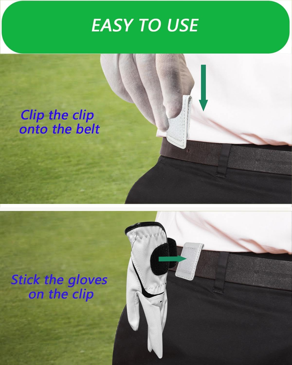 Golf Glove Clip, Simple and Stylish Golf Glove Holder for Easy Access and Natural Ventilation Drying (White)