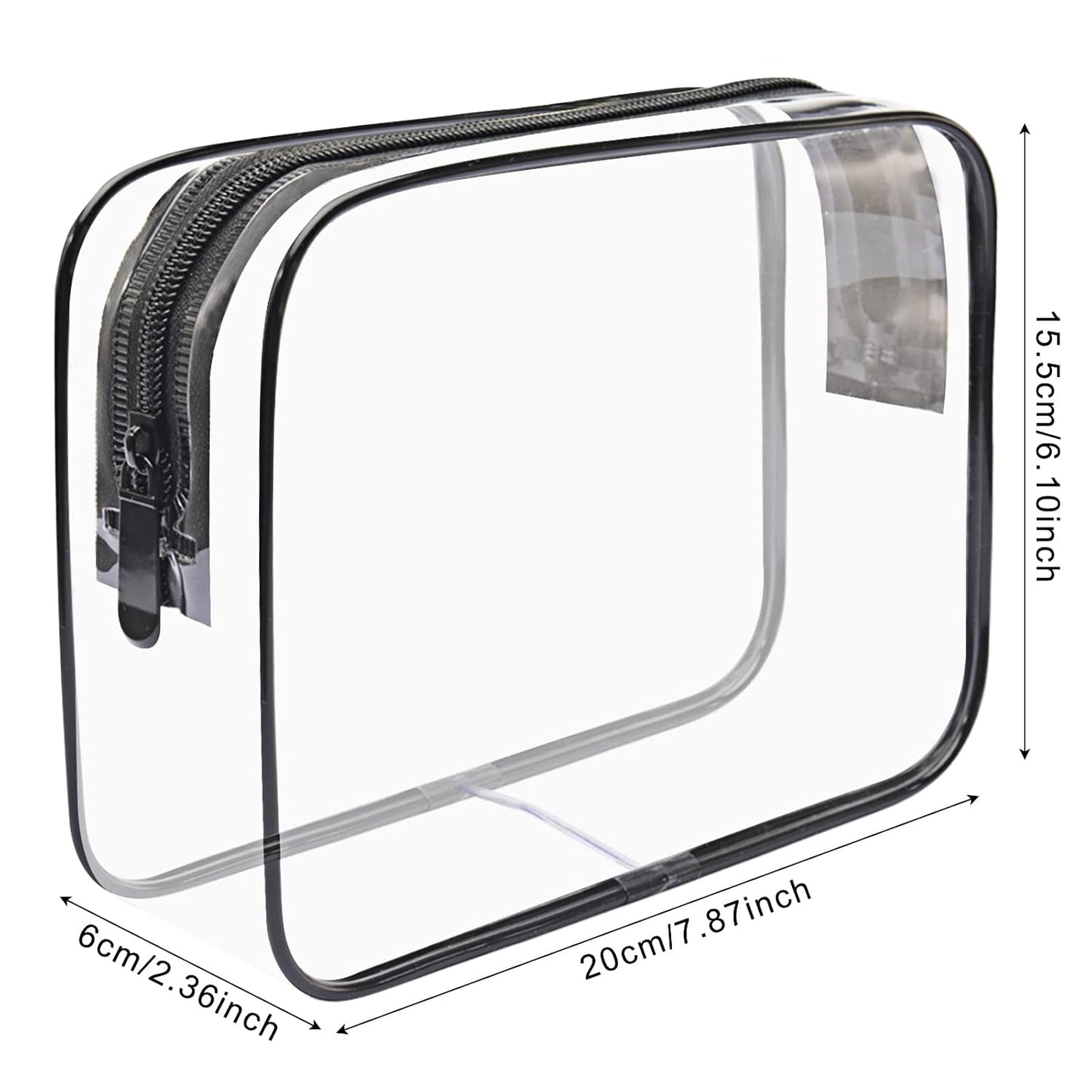 Lermende 2pcs Clear Toiletry Bag TSA Approved Travel Bag,Carry On for Travel,Airport Airline Accessories Compliant Bag,Quart Sized Makeup Cosmetic bag Women Men (Transparent Black, 2 Pack)