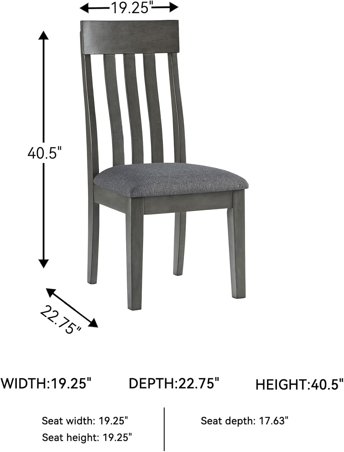 Signature Design by Ashley Hallanden Modern Slat Back 18.63" Dining Room Chair, Set of 2, Gray