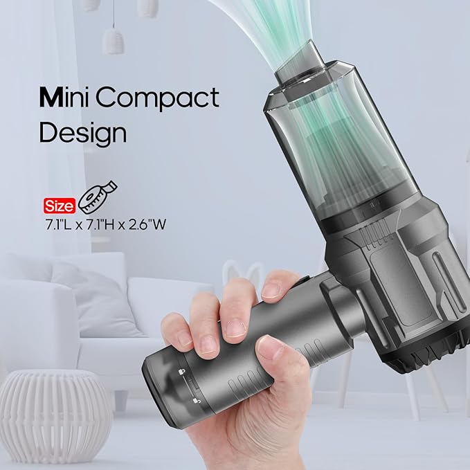 Handheld Mini Car Vacuum Cleaner, 9000Pa Vacuum Cleaner and Air Duster, 120W High Power Hand Held Vacuum with LED Light and Multi-Nozzles for Car, Home, Office, Pet /V01pro Gray