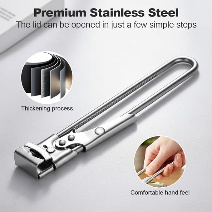 Jar Opener for Weak Hands, 2026 Upgrade Multifunctional Adjustable Stainless Steel Jar Opener, Easy to Use Stainless Steel Tight Jar Lid Opener for Seniors (1, 7.5 in)