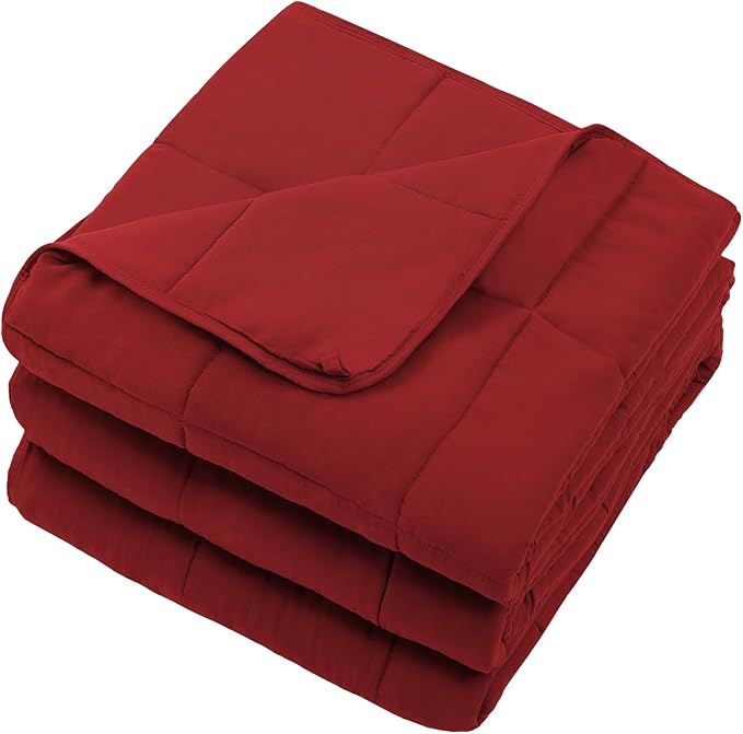 Red Weighted Blanket for Adults 12lbs, 60"x80", Queen Size Cooling Heavy Throw Blanket for 110-130lbs, Microfiber Soft Thick Big Blankets Weighted Comforter Breathable Gift for Sleeping