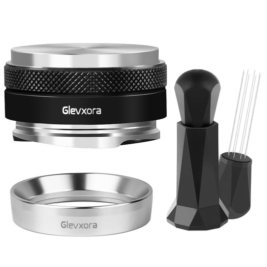 Glevxora 51mm Espresso Accessories Kit for Espresso Portafilter, Coffee Distributor and Espresso Tamper, Wdt Espresso Distribution Tool & Dosing Funnel Set for Espresso Coffee Machines (51mm)