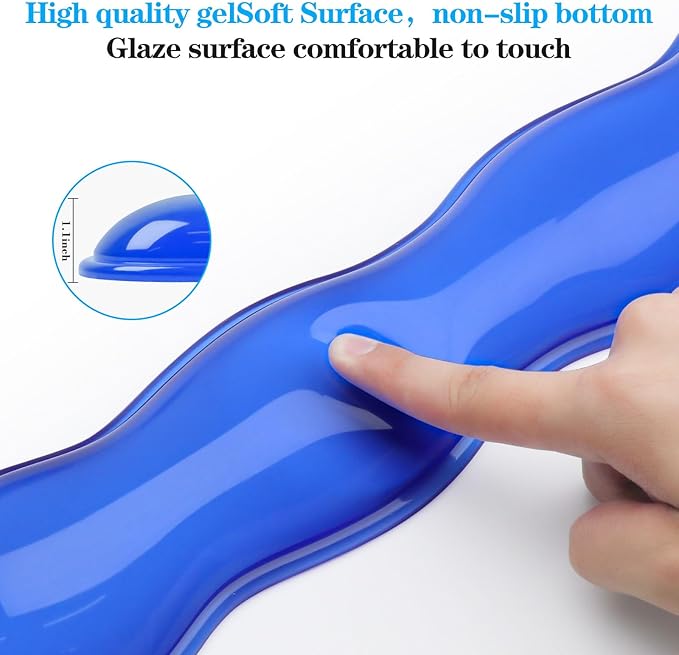 Gel Wrist Rest for Keyboard and Mouse, Wrist Rest for Keyboard, Mouse Wrist Support, Pain Relief, Cool Touch, Non-Skid, Keyboard Wrist pad