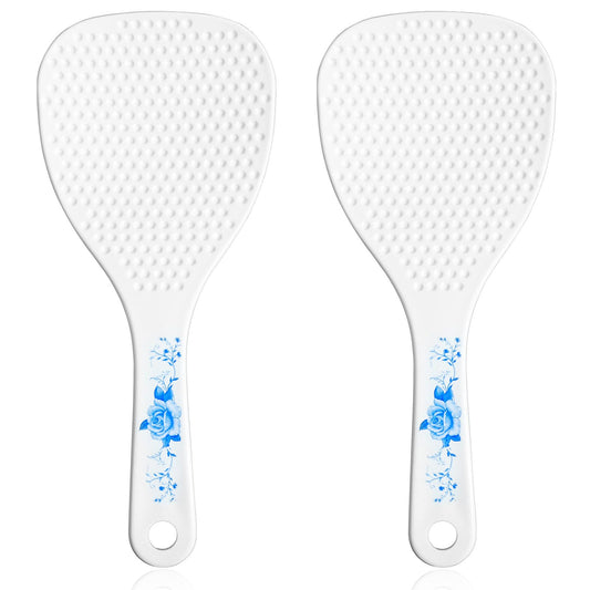 Mabor 2-Pack Rice Spoon Set - White Non-Stick Rice Paddle, 19cm PP Kitchen Utensil with Hanging Hole