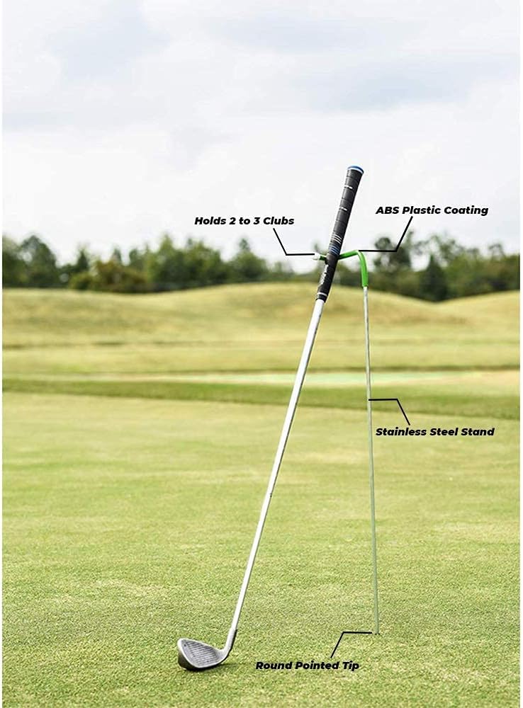 V-Shaped Golf Club Stand Keeps Your Clubs Clean, Dry & Visible, V-Stick Club Stand Made of Highly Durable Stainless Steel - Easy to Carry Golf Club Holder