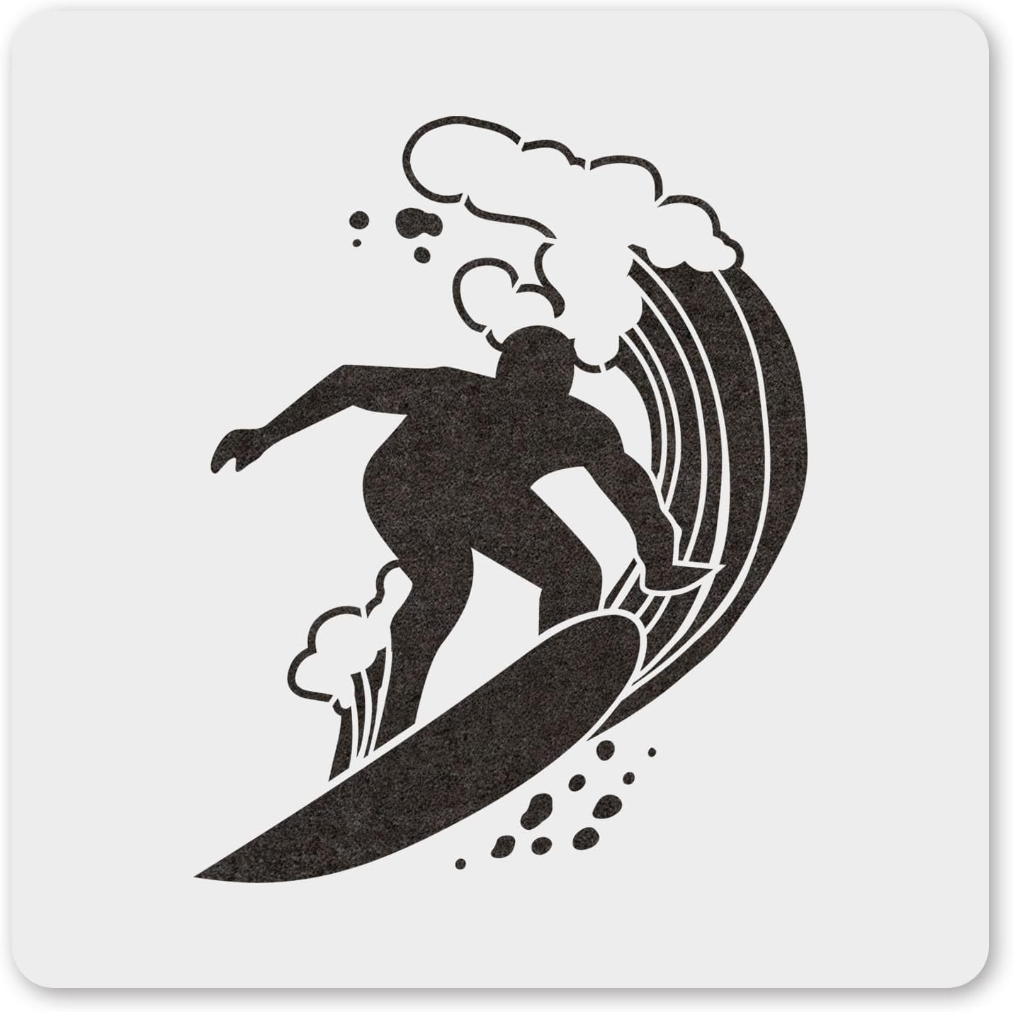 MAGJUCHE Surfing Waves Stencil 12 Inches, Reusable Surf Stencil for Painting DIY Crafts Decor