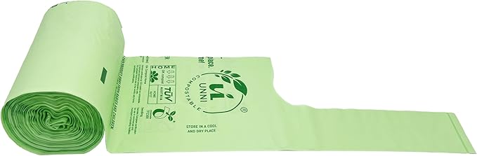 UNNI Compostable T-Shirt Bags with Tie Handles, 4 Gallon / 15 Liter, 30 Count, 0.71 mil Small Kitchen Compost Liners, Certified by BPI, CMA & OK compost HOME, Meets ASTM D6400