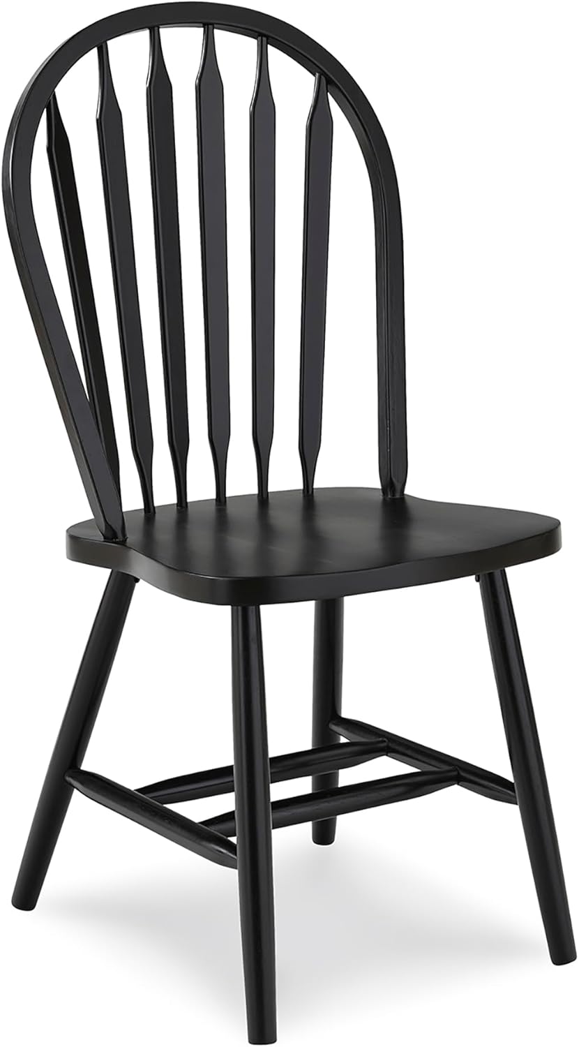 IC International Concepts Solid Wood Windsor ArrowBack Dining Chair with Plain Legs, Black