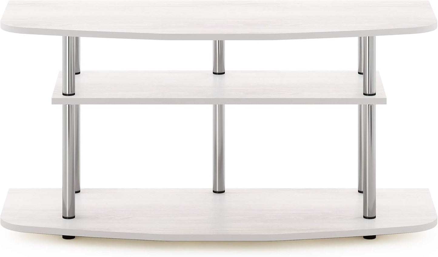 Furinno Frans Turn-N-Tube TV Stand for TV Size up to 43 Inch, 3-Tier, White Oak