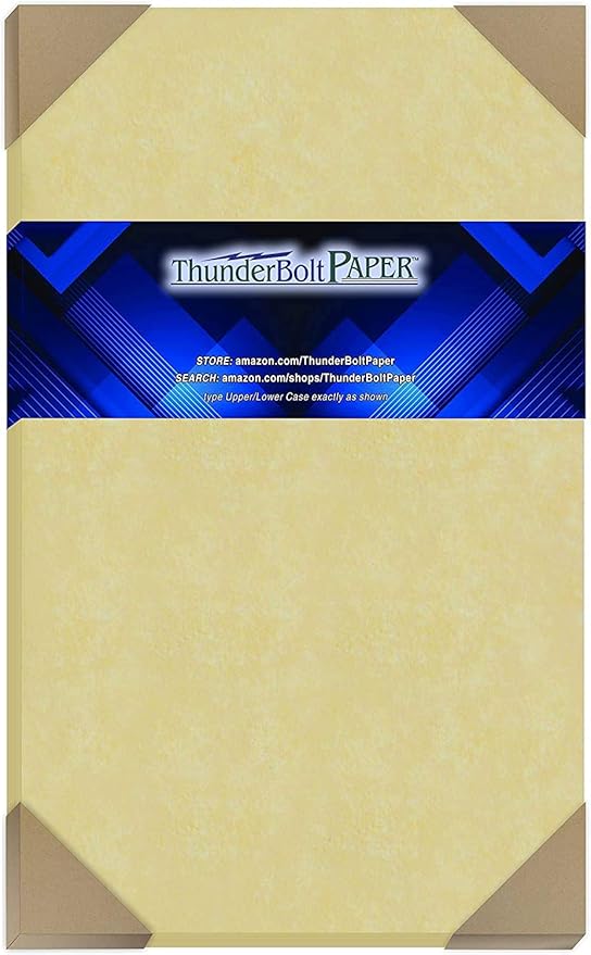 50 Gold Parchment 65lb Cover Weight Paper 8.5 X 14 Inches Cardstock Colored Sheets Legal Size -Printable Old Parchment Semblance