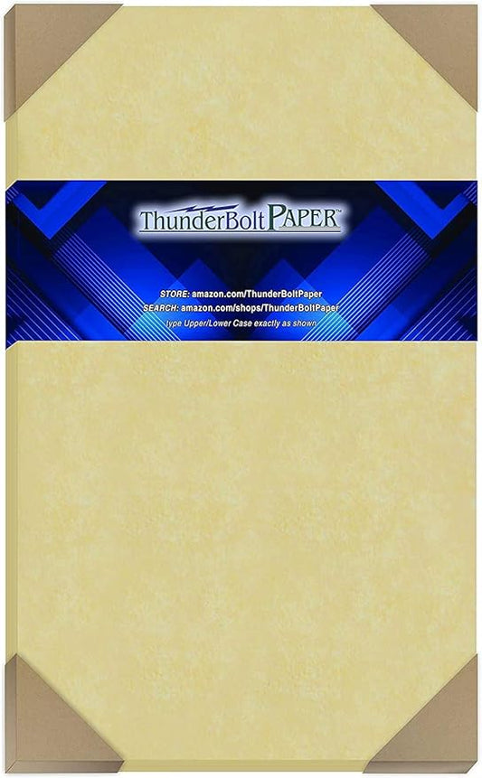 50 Gold Parchment 65lb Cover Weight Paper 8.5 X 14 Inches Cardstock Colored Sheets Legal Size -Printable Old Parchment Semblance