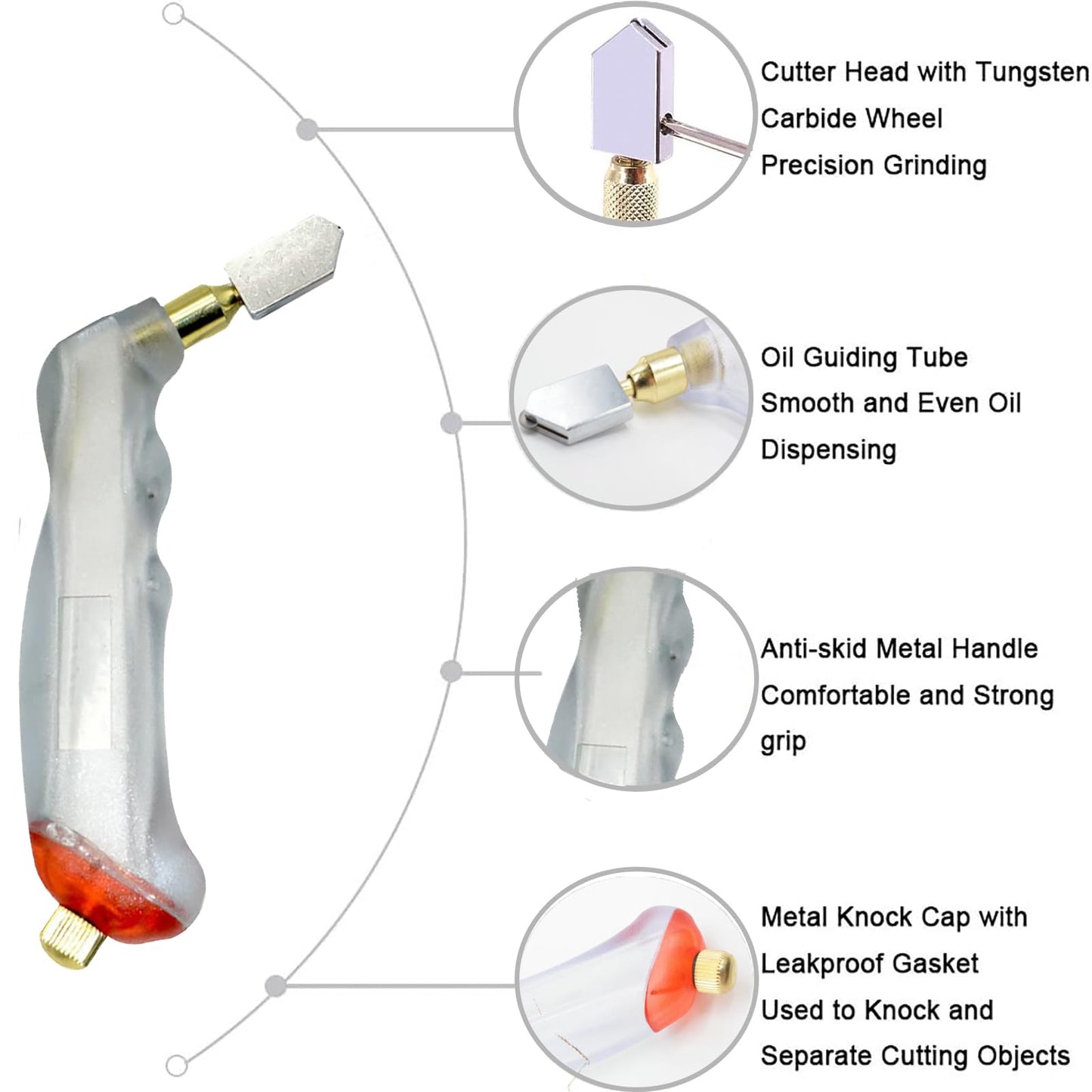 Puwany Glass Cutting Tool Kit,Glass Cutters Tools Set with Oil Feed Glass Cutter Glass Running Pliers Breaker Pliers, Glass Cutting for Stained Glass Mosaic Tiles Mirrors,Zipper Package