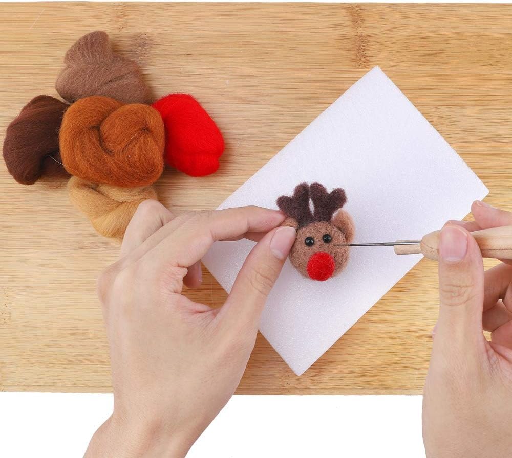Habbi 100 Colors Needle Felting Wool - Fibre Wool Roving for DIY Craft, Fiber Art and Hand Spinning, Needle Felting Supplies Felting Kit,100 Colors / 3g Each