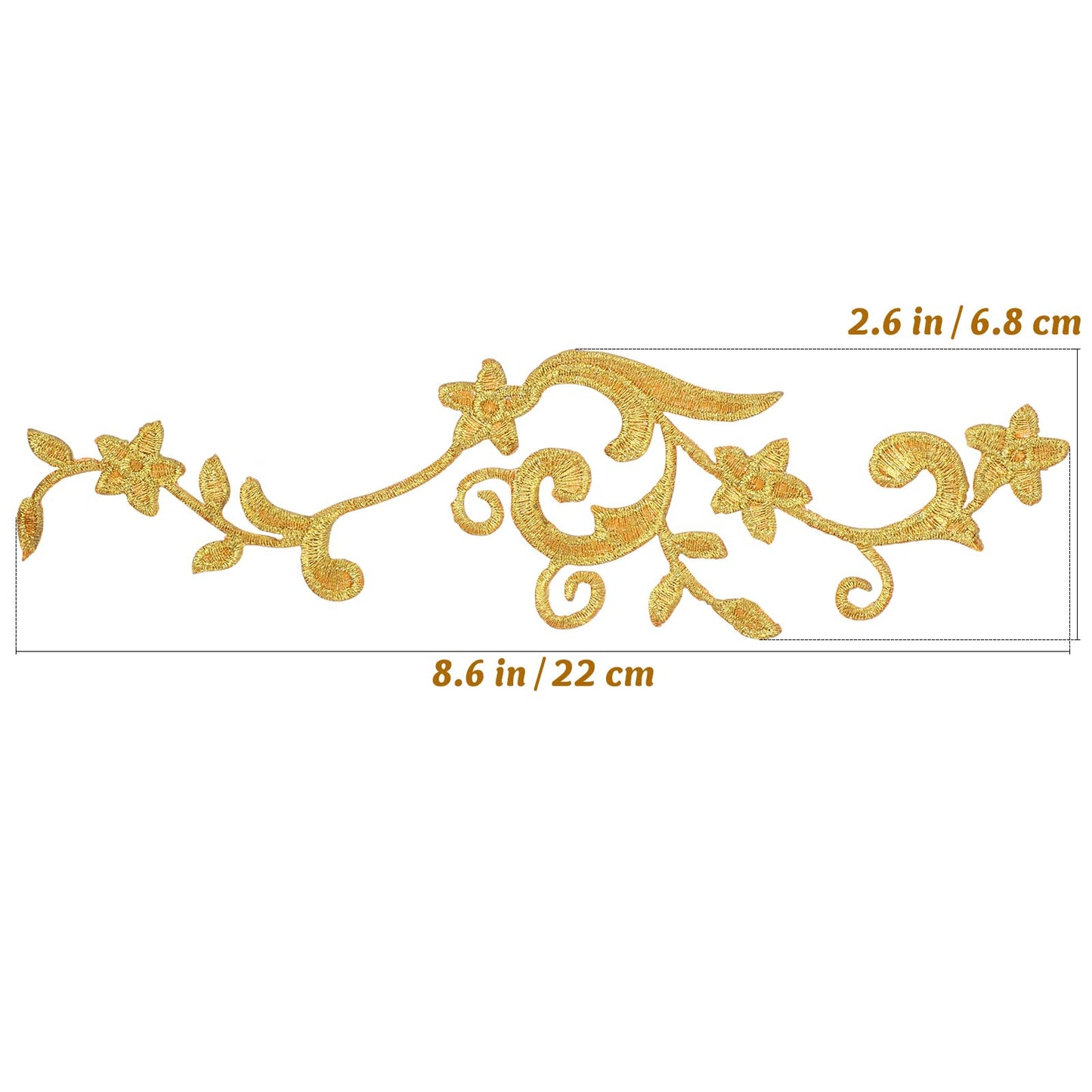 ULTNICE 5 Pairs of Gold Flower Embroidery Patches Sew On Iron-on Sewing Appliques for Clothing Repair and DIY Sewing Craft Decor