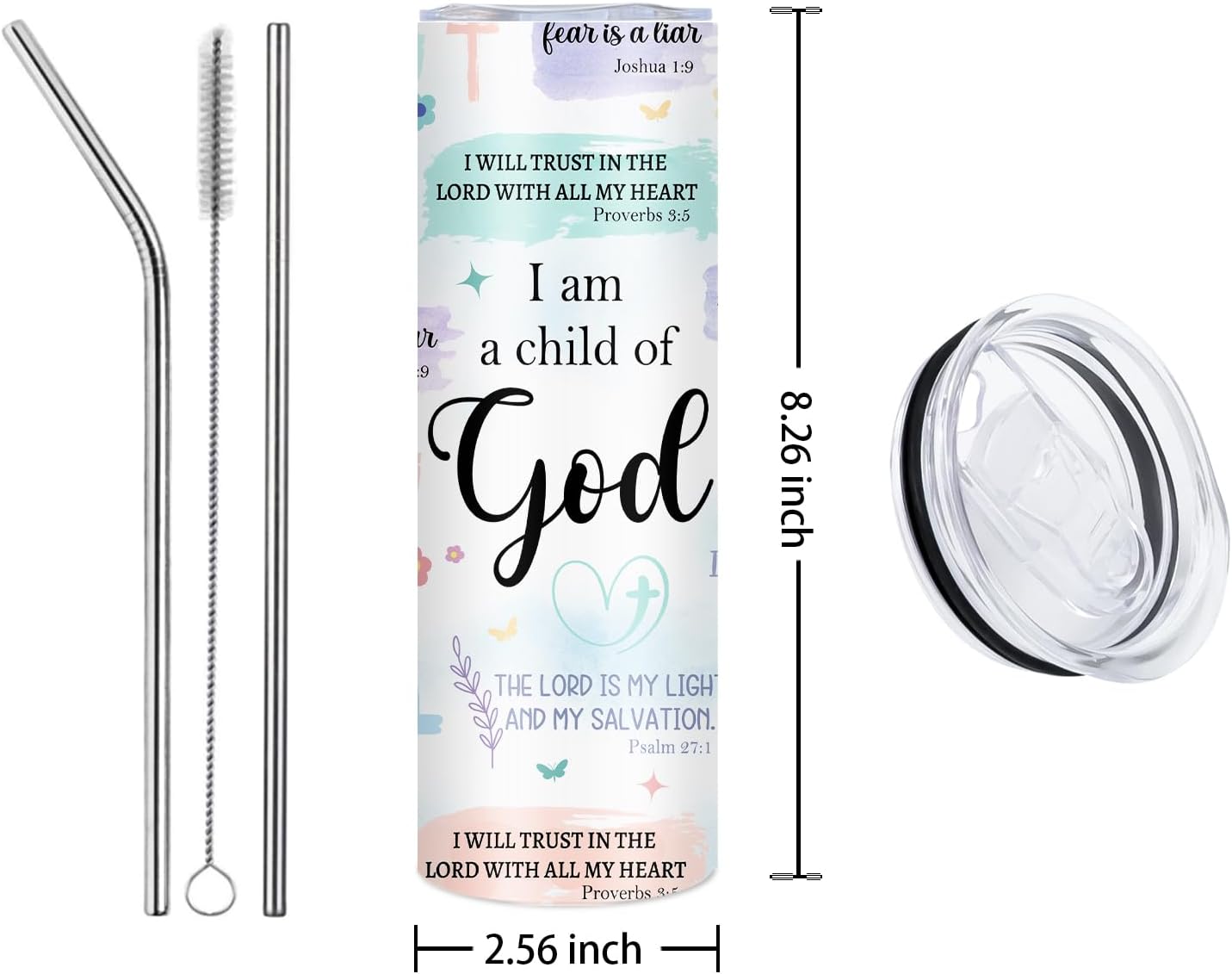 Christian Gifts for Women-Child of God Tumbler, 20 oz Insulated Tumbler Travel Coffee Mug, Christian Gifts Catholic Spiritual Gift for Sister Friends, Baptism Confirmation Gift for Girl